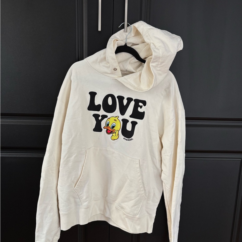 Domrebel Cream Hoodie with Love You Graphic